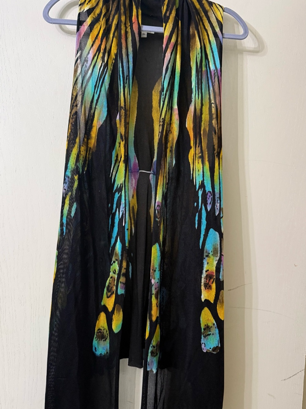 Adore Women’s Black Printed long vest with Multicolor Accents